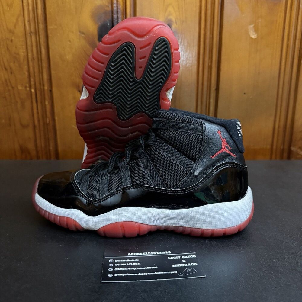 Air Jordan Retro 11 Bred/Playoffs 2019 Release  Size 6y (378038-061) NO BOX USED